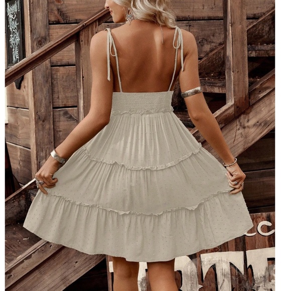 Boho Swiss dot frill trim cami mini dress - Picture 3 of 6